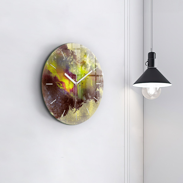 Round glass wall clock Woman in the forest