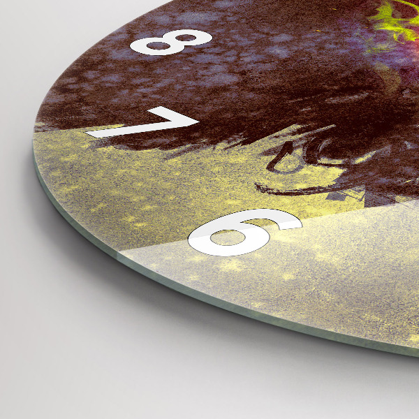 Round glass wall clock Woman in the forest