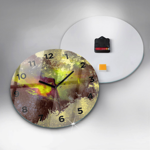 Round glass wall clock Woman in the forest