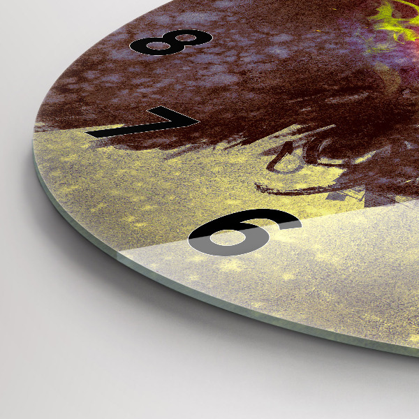 Round glass wall clock Woman in the forest