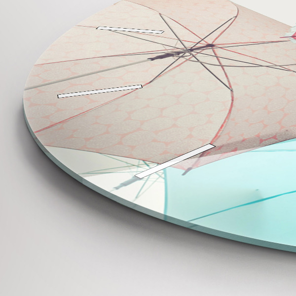 Round glass wall clock Pastel umbrellas