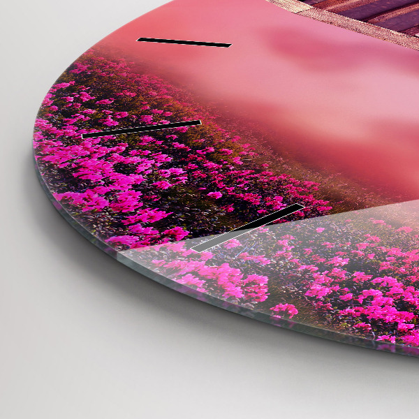 Round glass wall clock Birdhouse