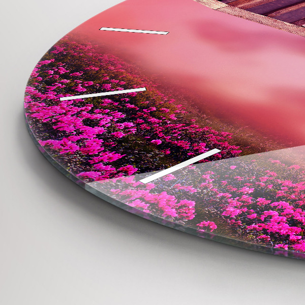 Round glass wall clock Birdhouse