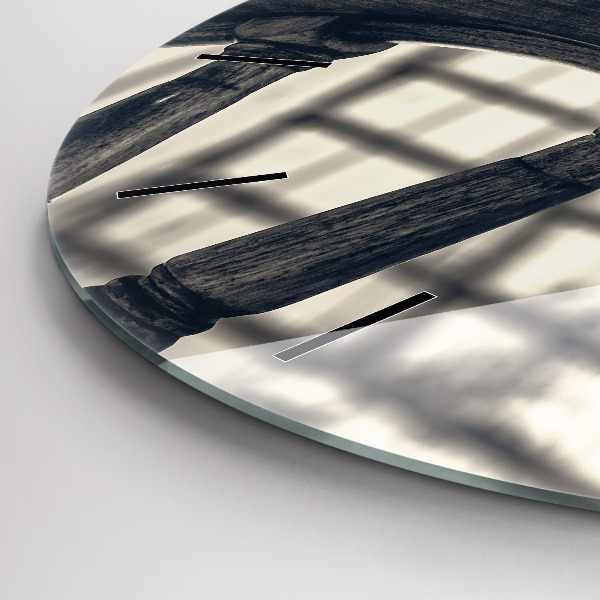 Round glass wall clock Ancient ship