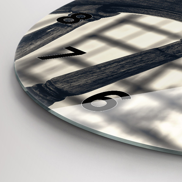 Round glass wall clock Ancient ship