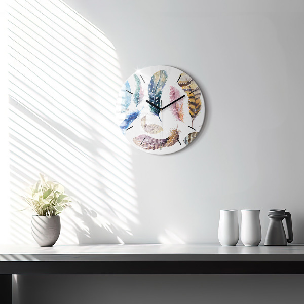 Round glass wall clock Retro art illustration