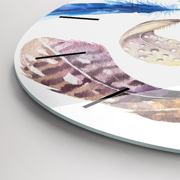 Round glass wall clock Retro art illustration
