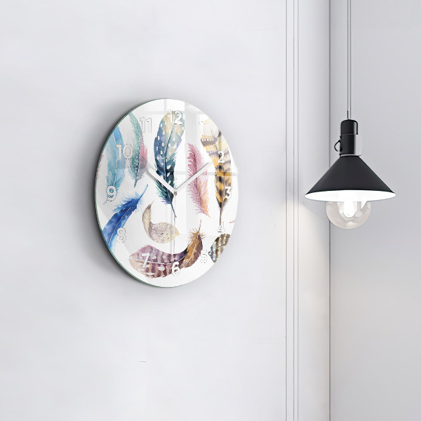 Round glass wall clock Retro art illustration