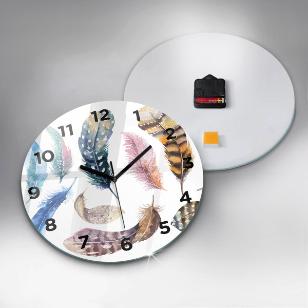 Round glass wall clock Retro art illustration