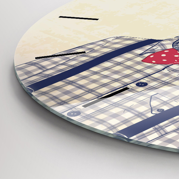 Round glass wall clock Deer in a shirt