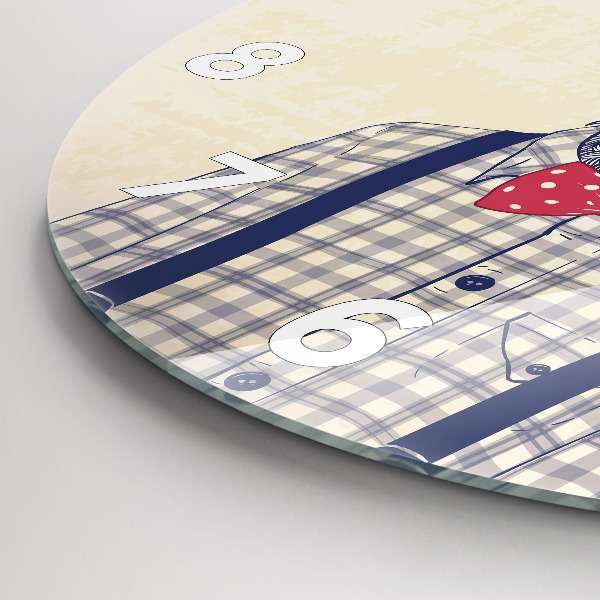 Round glass wall clock Deer in a shirt