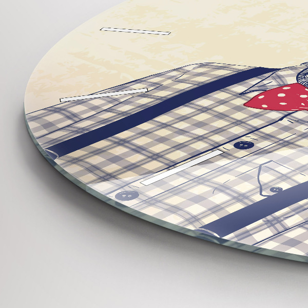 Round glass wall clock Deer in a shirt