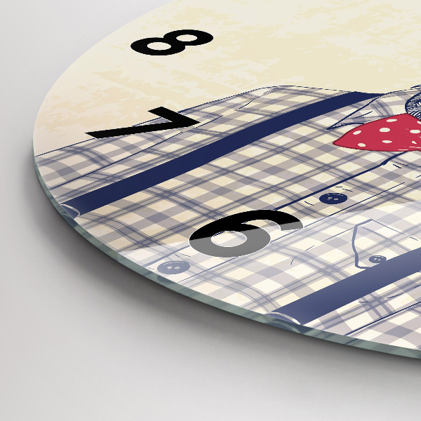 Round glass wall clock Deer in a shirt