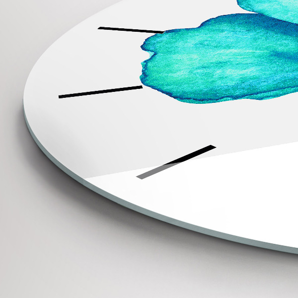 Round glass wall clock Turquoise Summer Butterfly