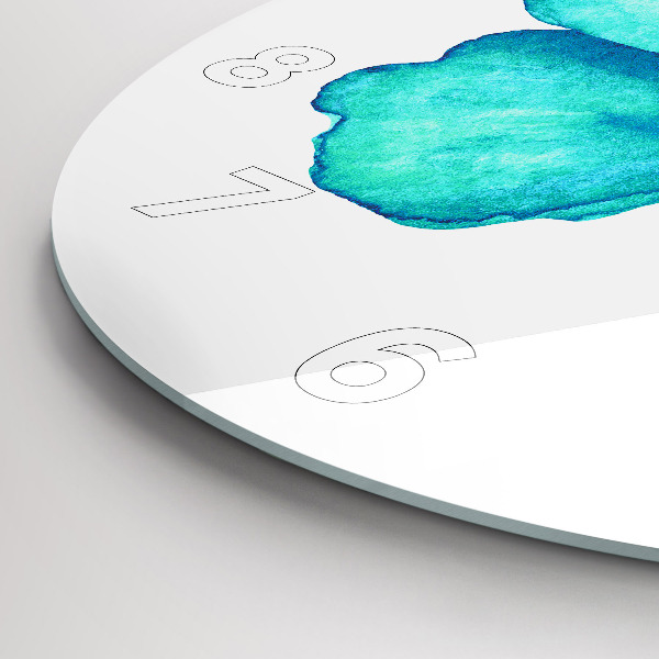 Round glass wall clock Turquoise Summer Butterfly