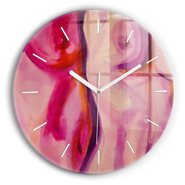 Round glass wall clock Painting Women