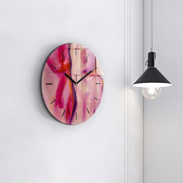 Round glass wall clock Painting Women