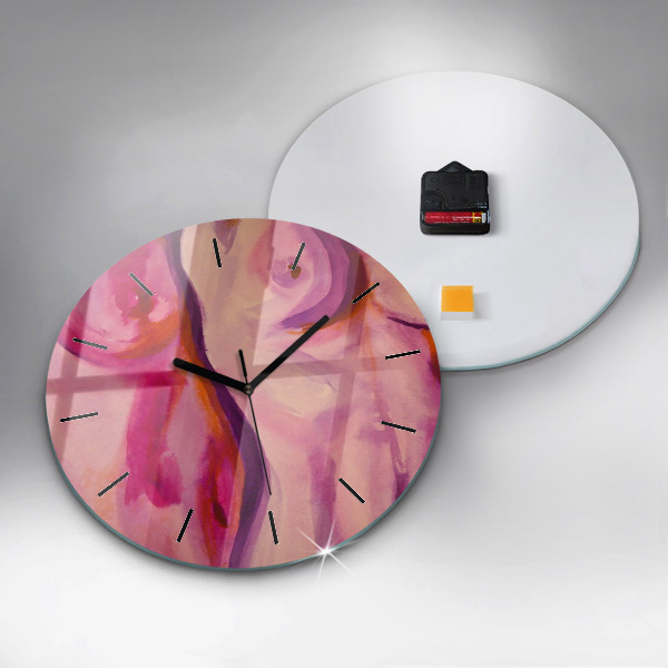 Round glass wall clock Painting Women