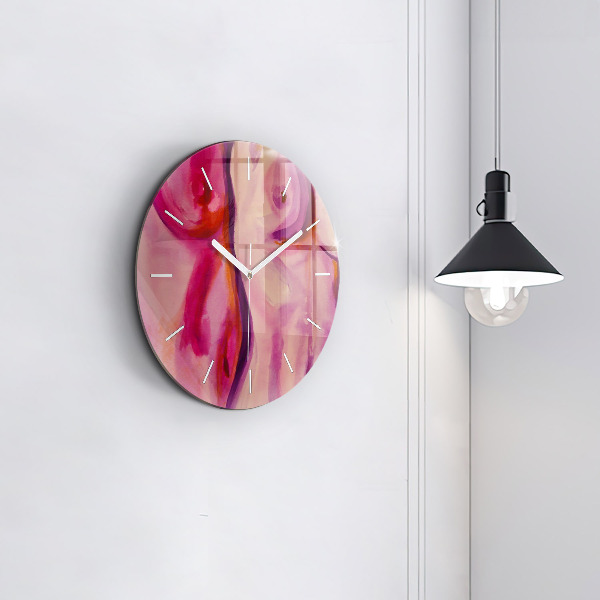 Round glass wall clock Painting Women
