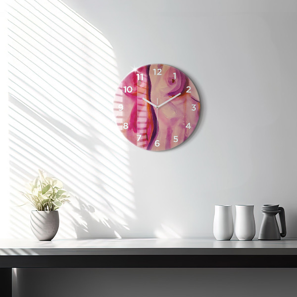 Round glass wall clock Painting Women