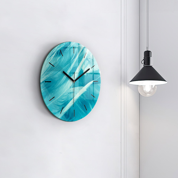 Round glass wall clock Green turquoise vintage