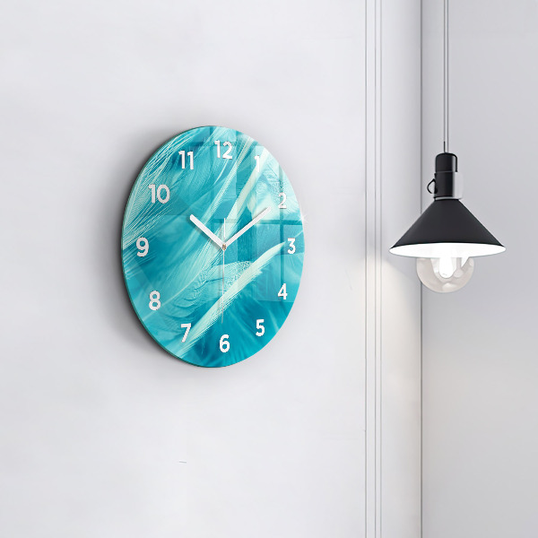 Round glass wall clock Green turquoise vintage