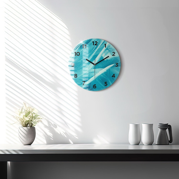 Round glass wall clock Green turquoise vintage