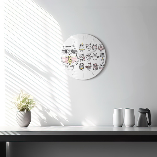 Round glass wall clock Vintage Owl Poster