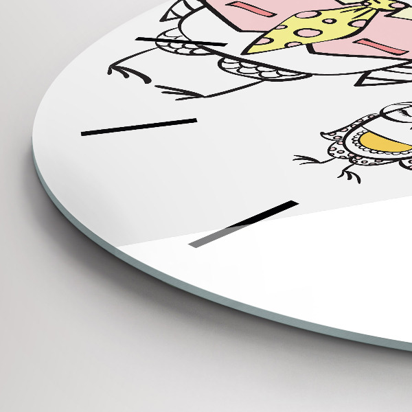 Round glass wall clock Vintage Owl Poster