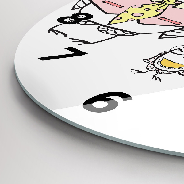 Round glass wall clock Vintage Owl Poster