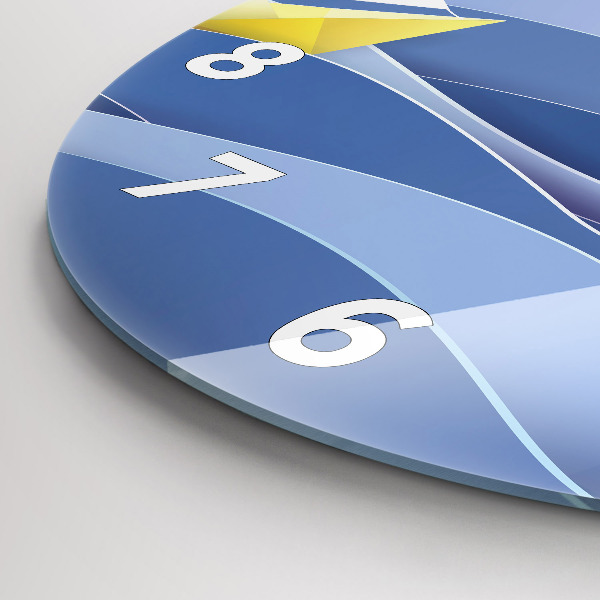 Round glass wall clock Origami colorful sailboats