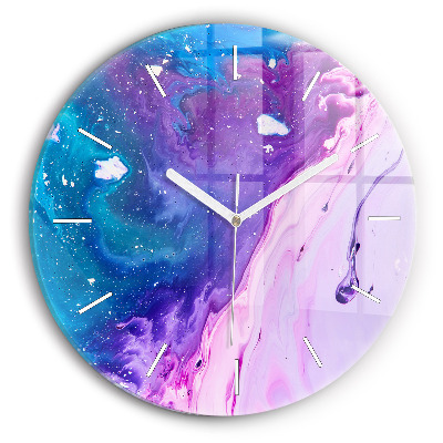 Round glass wall clock Colorful background