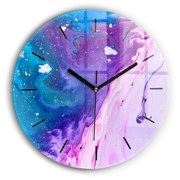 Round glass wall clock Colorful background