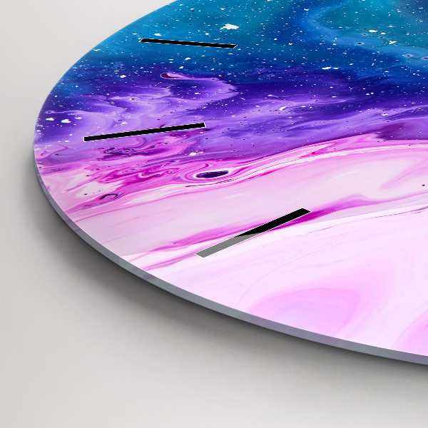 Round glass wall clock Colorful background