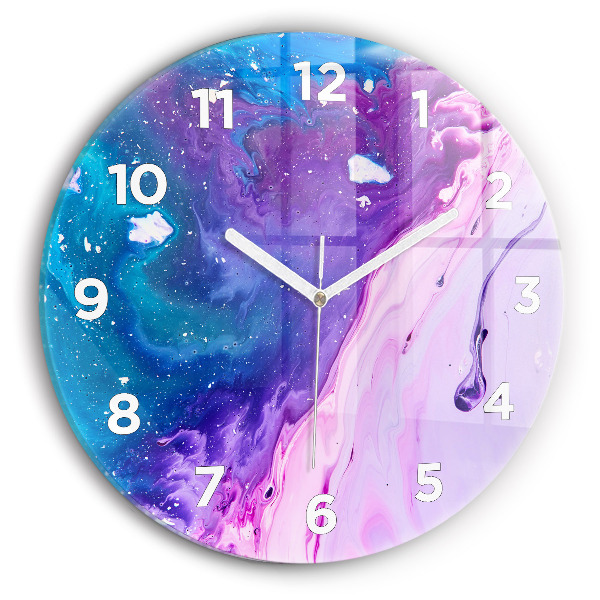 Round glass wall clock Colorful background