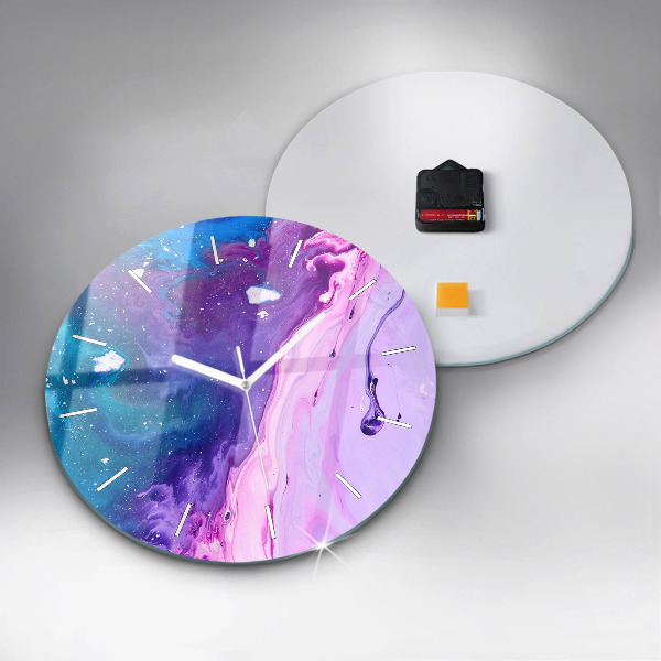 Round glass wall clock Colorful background