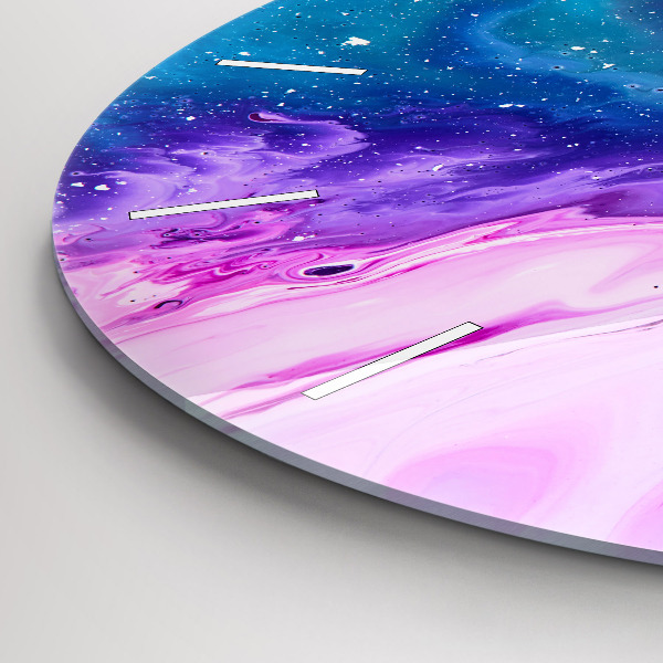 Round glass wall clock Colorful background