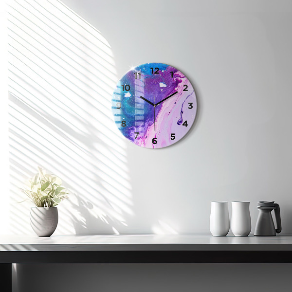 Round glass wall clock Colorful background