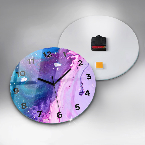 Round glass wall clock Colorful background