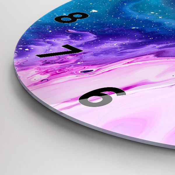 Round glass wall clock Colorful background