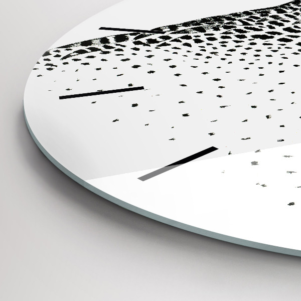 Round glass wall clock Drawn owl with glasses