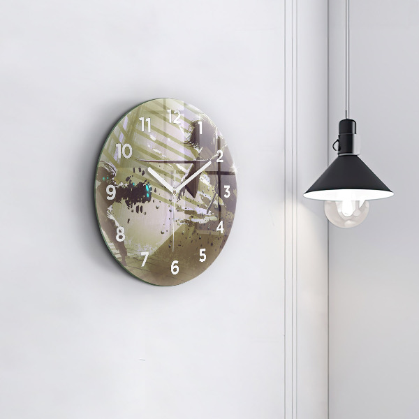 Round glass wall clock Robot vs Samurai Fight