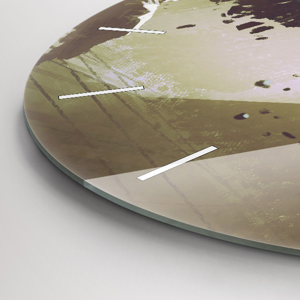 Round glass wall clock Robot vs Samurai Fight