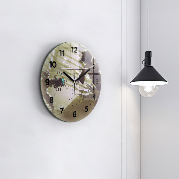 Round glass wall clock Robot vs Samurai Fight