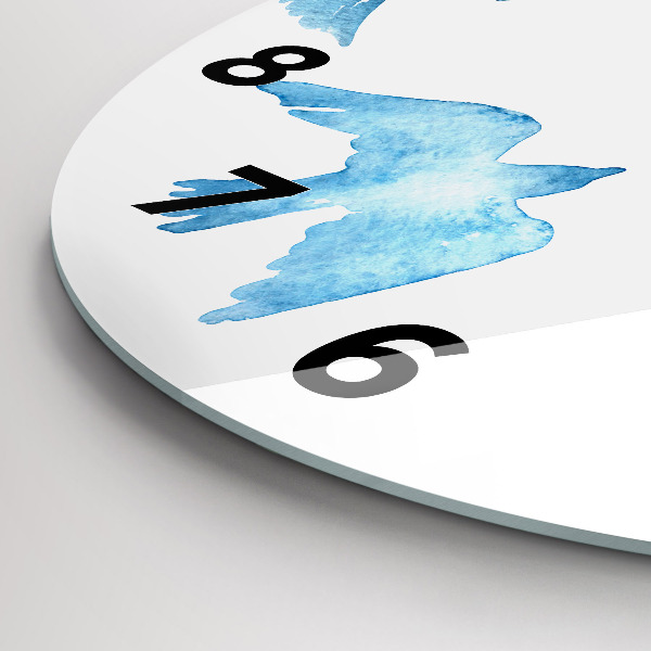 Round glass wall clock Flying blue birds