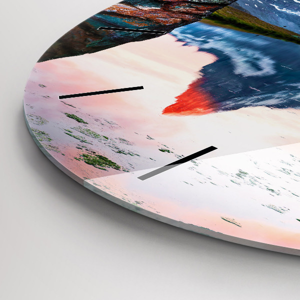 Round glass wall clock Stellisee Matterhorn lake