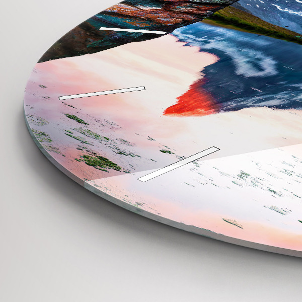 Round glass wall clock Stellisee Matterhorn lake