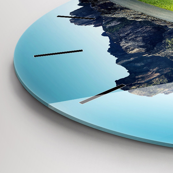 Round glass wall clock Flying Island