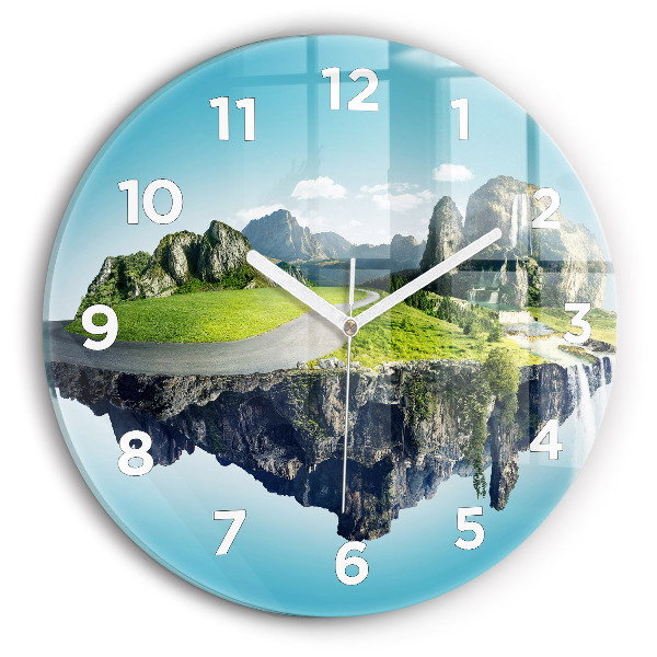 Round glass wall clock Flying Island