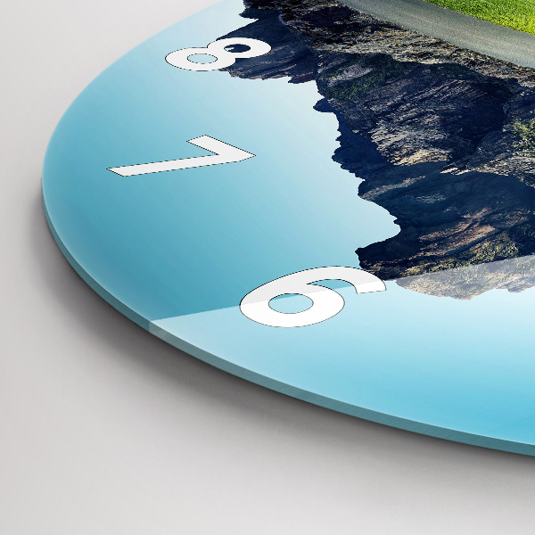 Round glass wall clock Flying Island